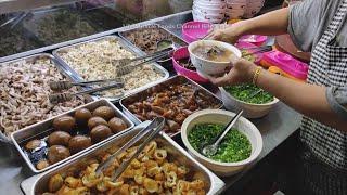 槟城七条路巴刹猪肠猪皮油条咸粥早餐 Penang Pasar Cecil Market Kiam Moi Breakfast