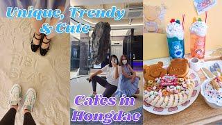 Cafe hopping in Hongdae  aesthetic cafes and where to find them 🪨 | life in Seoul vlog 10