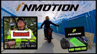INMOTION V13 BUSTED! Police speed checking my ELECTRIC WHEEL & pimp your ride with some PIDZOOM kit.