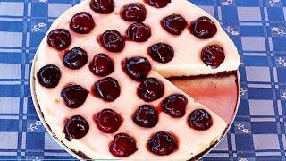 CHEESECAKE mit KIRSCHEN | Kühlschranktorte