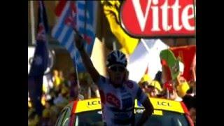 Tour de France 2008. Alpe d'Huez. Carlos Sastre wins stage 17 after great work by Kurt Asle Arvesen