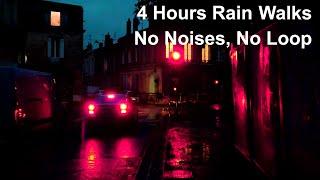 Walking in Night Rain 4Hours [NO Noises] Walk in calm neighborhood Bordeaux 4k France / for sleeping