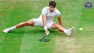 Carlos Alcaraz slips over and somehow still wins set point  | Wimbledon 2024