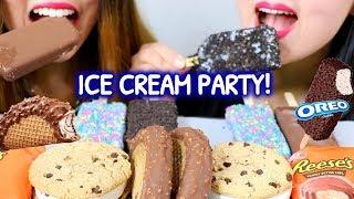 ASMR ICE CREAM PARTY (OREO, REESE'S CHOCO TACO) 아이스크림 리얼사운드 먹방 アイスクリーム 冰淇淋 Kem cây | Kim&Liz ASMR