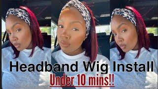 EASY HEADBAND BOB WIG INSTALL IN UNDER 10 MINUTES!|FT.JULIA’S HAIR|PROTECTIVE STYLE|BURGUNDY HAIR!!