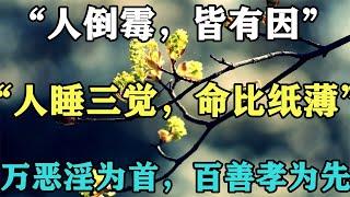 禪意人生合集：「人倒黴，皆有因」，「人睡三覺，命比紙薄」，「萬惡淫為首，百善孝為先」