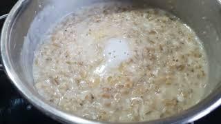 Porridge for breakfast. Egg, cheese, oatmeal. Easy Oatmeal Recipe