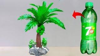 Plastic Bottle Coconut Tree Easy Making // Best Out of Waste Recycled Craft Ideas