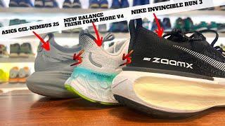 Nike Invincible Run 3 vs Asics Gel-Nimbus 25 vs New Balance Fresh Foam X More V4 Comparison