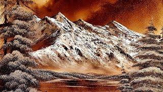 Bob Ross Certified Instructor "umber mountain" painting demo