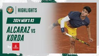 Alcaraz vs Korda Round 3 Highlights | Roland-Garros 2024