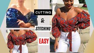 EASY Off shoulder Wrap Crop Top tutorial || Beginner blouse sewing tutorial || DIY