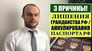 3 ПРИЧИНЫ ЛИШЕНИЯ ГРАЖДАНСТВА РОССИИ   АННУЛИРОВАНИЯ ПАСПОРТА РФ.  МВД.  Миграционный юрист.