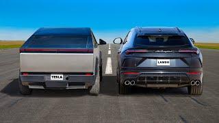 Tesla Cybertruck v Lamborghini Urus: DRAG RACE