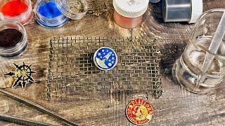 Making hard enamel pin with melted glass