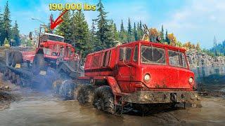 190,000 lbs Cargo Pushing the Limits of SnowRunner Extreme OffRoad Driving Simulator Game