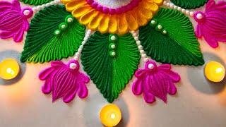 2024 New rangoli design🪷 Satisfying video. sand art. festival rangoli. Diwalirangoli. colourful art.