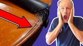 Crushed Edge on Violin!  Olaf Repairs Violin with Chinrest Damage