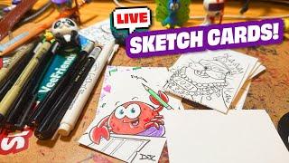 Pencils, Inks and Coloring Hand Drawn Sketch Cards LIVE for VeeFriends