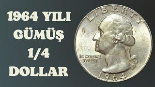 1964 AMERİKA GÜMÜŞ 1/4 DOLLAR - PARA KOLEKSİYONU 