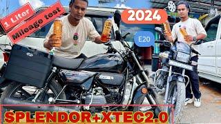 1 liter Mileage Test Hero Splendor Plus Xtec 2.0 2024|| real average video || top speed + iBS brake