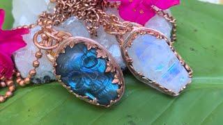 Labradorite & Rainbow Moonstone in Copper