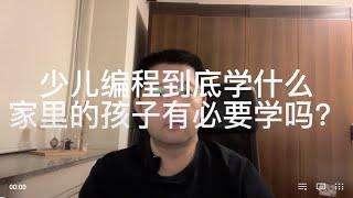 少儿编程到底学什么，我投资过的编程猫，是怎么发展起来的？家里孩子是不是有必要去参加少儿编程培训？少儿编程的发展历程，乐高积木，在其中所扮演的重要身份。那些和少儿编程相关的认证考试，是不是有参加的必要？