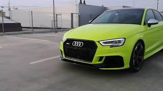 Ostrá Audi RS3 vo fólii Toxic Green / Car Wrap JV GARAGE