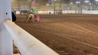 Paisley Jean and ChicaLinda’s 37th barrel race. 3rd in Open 1D. 14.9 little girl barrel racing