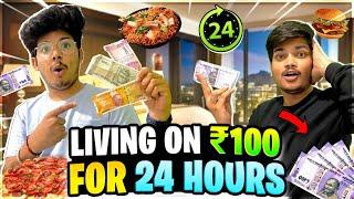 Living On 100₹ For 24 Hours Challenge With Jash & Ritik - Two side Foodies