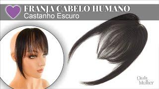 Aplique de Franja Tic Tac Fio a Fio Cabelo Humano - Castanho Escuro, Disfarça falhas e testa grande!