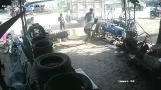 Funny tractor tyre blast