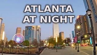 Downtown Atlanta At Night - 4K Walking Tour