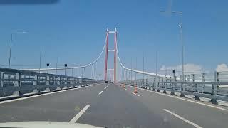 Crossing the 1915 Çanakkale bridge in Turkey. Longest suspension bridge in the world.