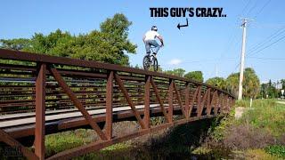 Matty Cranmer And The CRAZY Bridge Railing BMX Ride!