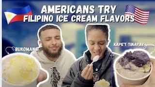 AMERICANS TRY FILIPINO ICE CREAM *bukomansi, ube cheese, kape't tinapay, etc*