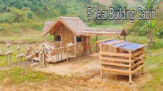 5 Years Building A Primitive Log Cabin |  start to finish.