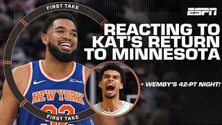 KAT’s SENSATIONAL return to Minnesota ⭐ Wembanyama’s MONSTER 42-PT night  & more! | First Take