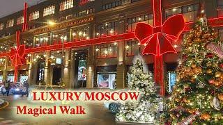 Moscow Luxury Shopping Malls A few days Before New Year 2025 // Streets and Fairs in Magical Lights