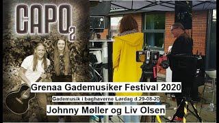 CAPO2 Johnny Møller og Liv Olsen til Grenaa Gademusiker Festival 2020 i baghaverne.