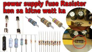 SMPS fuse resistance kitne watt ka kitne ohm 1/2 watt. 1 watt. rasistor/#electronicsverma