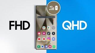 QHD vs FHD Samsung Galaxy S24 Ultra vs iPhone 15 Pro Max vs Pixel 8 Pro EXTREME Battery Drain Test