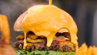 Large Waterfall Burger | ￥500 Large Waterfall Burger, very high in calories!【Cat's kitchen】