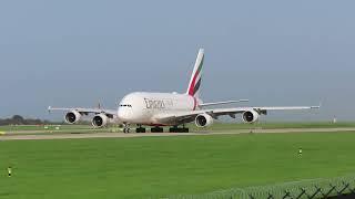 EMIRATES AIRBUS A380-800 A6-EEY DEPARTING MANCHESTER AIRPORT 07/10/23