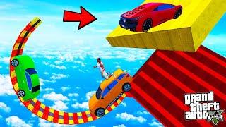 FRANKLIN TRIED IMPOSSIBLE RAMP JUMP MEGA PARKOUR CHALLENGE IN GTA 5 | SHINCHAN and CHOP