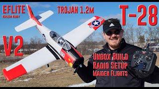 Eflite - T-28 Trojan V2 - 1.2m - Unbox, Build, Radio Setup, & 2X Flights