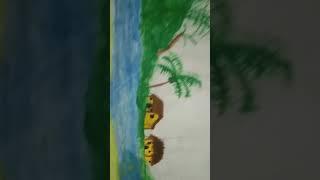 sensenary drawing with maa Durga landscape new drawing short video ️️🪔🪔