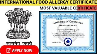 Free Online Food Allergy Government Certificate | Free Certificate | Knowledge100 |Free Online Cours