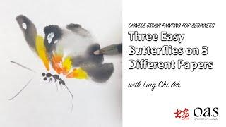 Chinese Painting - 3 Simple Butterflies on 3 Different Papers