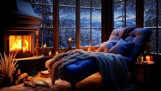 Winter Reading Corner with Falling Snow, Wind & Crackling Fire - Sounds for Read, Relax & Sleep